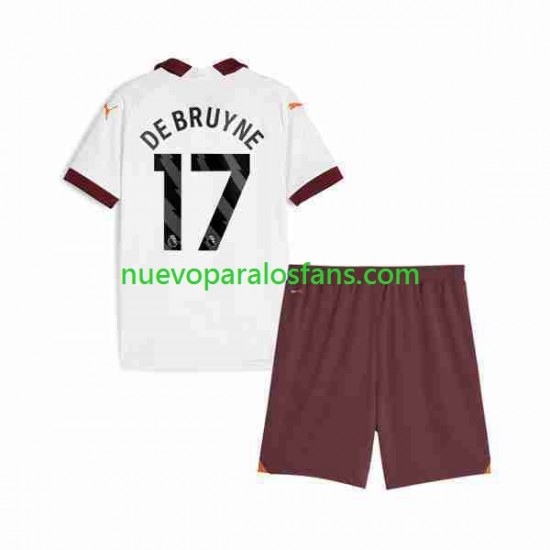 Camiseta de Fútbol Manchester City Kevin De Bruyne 17 Niño Exterior 2023-2024 Manga Corta