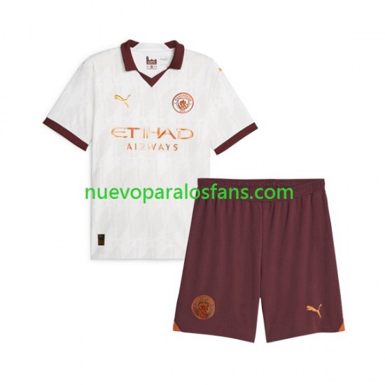 Camiseta de Fútbol Manchester City Niño Exterior 2023-2024 Manga Corta