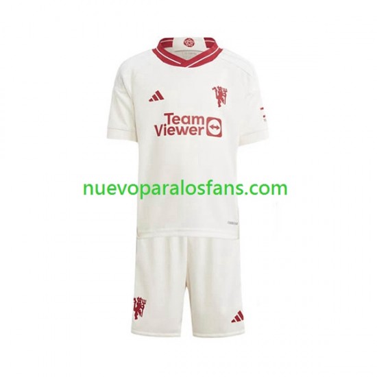 Camiseta de Fútbol Manchester United Niño Tercera 2023-2024 Manga Corta