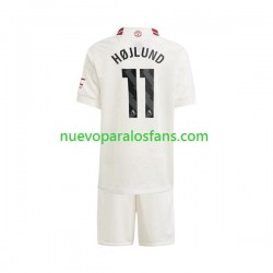 Camiseta de Fútbol Manchester United Rasmus Hojlund 11 Niño Tercera 2023-2024 Manga Corta