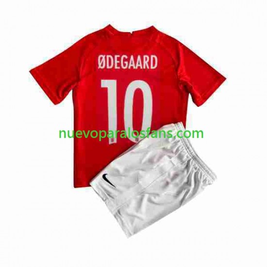 Camiseta de Fútbol Noruega ODEGAARD 10 Niño Casa 2022 Manga Corta