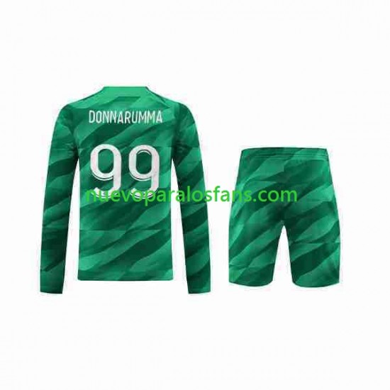 Camiseta de Fútbol Paris Saint-Germain Donnarumma 99 Portero Niño Casa 2023-2024 Manga Larga