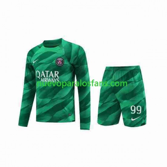 Camiseta de Fútbol Paris Saint-Germain Donnarumma 99 Portero Niño Casa 2023-2024 Manga Larga