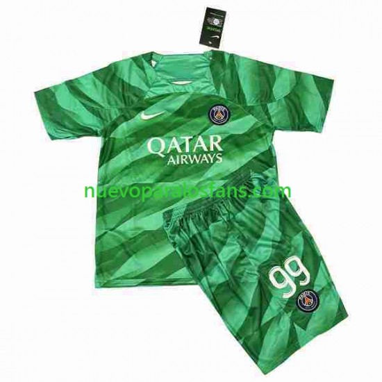 Camiseta de Fútbol Paris Saint-Germain Donnarumma 99 Portero Niño Casa 2023-2024 Manga Corta