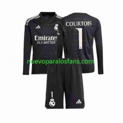 Camiseta de Fútbol Real Madrid Thibaut Courtois 1 Portero Niño Exterior 2023-2024 Manga Larga
