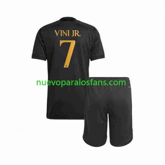Camiseta de Fútbol Real Madrid Vini Jr 7 Niño Tercera 2023-2024 Manga Corta