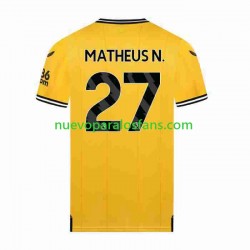 Camiseta de Fútbol Wolverhampton Wanderers Matheus Nunes 27 Hombre Casa 2023-2024 Manga Corta