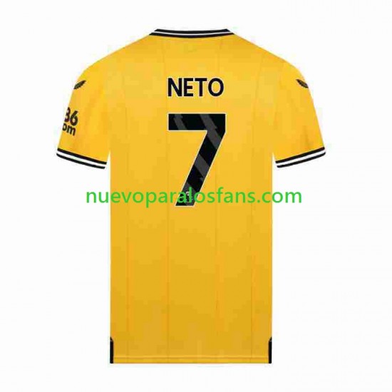 Camiseta de Fútbol Wolverhampton Wanderers NETO 7 Hombre Casa 2023-2024 Manga Corta