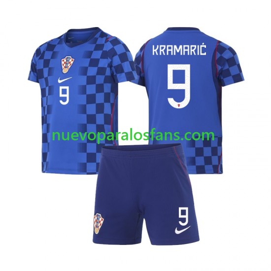 Camiseta de Fútbol Croacia Andrej Kramaric 9 Niño Exterior Copa Mundial 2026 Manga Corta