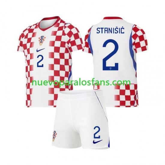 Camiseta de Fútbol Croacia Josip Stanisic 2 Niño Casa Copa Mundial 2026 Manga Corta