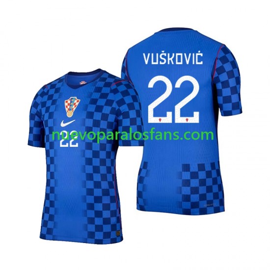 Camiseta de Fútbol Croacia Luka Vuskovic 22 Hombre Exterior Copa Mundial 2026 Manga Corta
