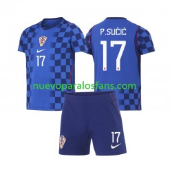 Camiseta de Fútbol Croacia Petar Sucic 17 Niño Exterior Copa Mundial 2026 Manga Corta