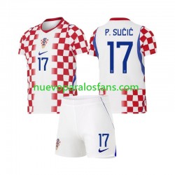 Camiseta de Fútbol Croacia Petar Sucic 17 Niño Casa Copa Mundial 2026 Manga Corta
