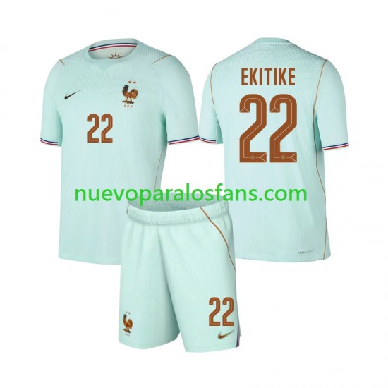 Camiseta de Fútbol Francia Hugo Ekitike 22 Niño Exterior Copa Mundial 2026 Manga Corta