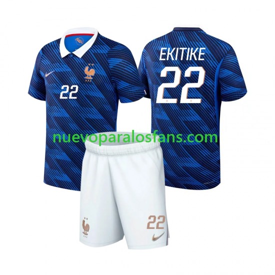 Camiseta de Fútbol Francia Hugo Ekitike 22 Niño Casa Copa Mundial 2026 Manga Corta