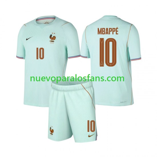 Camiseta de Fútbol Francia Mbappé Kylian 10 Niño Exterior Copa Mundial 2026 Manga Corta