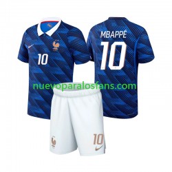 Camiseta de Fútbol Francia Mbappé Kylian 10 Niño Casa Copa Mundial 2026 Manga Corta