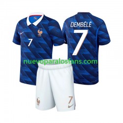 Camiseta de Fútbol Francia Ousmane Dembele 7 Niño Casa Copa Mundial 2026 Manga Corta