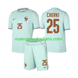 Camiseta de Fútbol Francia Rayan Cherki 25 Niño Exterior Copa Mundial 2026 Manga Corta