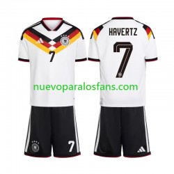 Camiseta de Fútbol Alemania Kai Havertz 7 Niño Casa Copa Mundial 2026 Manga Corta