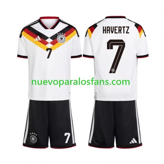 Camiseta de Fútbol Alemania Kai Havertz 7 Niño Casa Copa Mundial 2026 Manga Corta