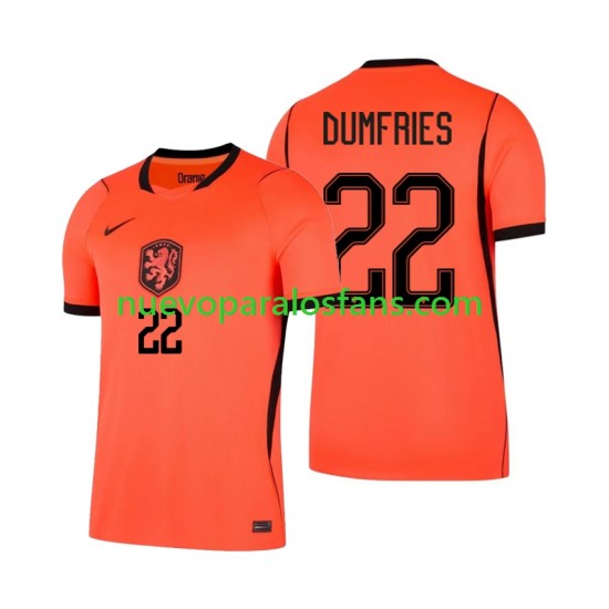 Camiseta de Fútbol Países Bajos Denzel Dumfries 22 Hombre Casa Copa Mundial 2026 Manga Corta