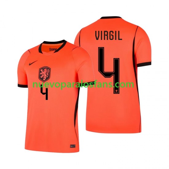 Camiseta de Fútbol Países Bajos Virgil van Dijk 4 Hombre Casa Copa Mundial 2026 Manga Corta