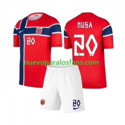 Camiseta de Fútbol Noruega Antonio Nusa 20 Niño Casa Copa Mundial 2026 Manga Corta
