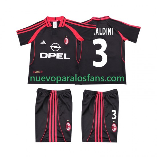 Camiseta de Fútbol AC Milan MALDINI 3 2000 2001 Retro Niño Tercera Manga Corta