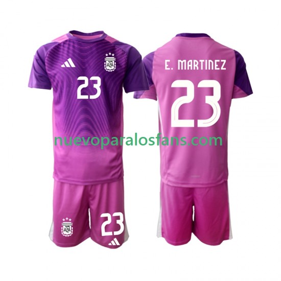Camiseta de Fútbol Argentina Emiliano Martinez 23 Portero Niño Casa 2025 Manga Corta