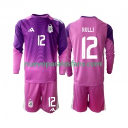 Camiseta de Fútbol Argentina Geronimo Rulli 12 Portero Niño Casa 2025 Manga Larga