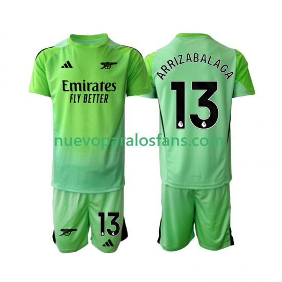 Camiseta de Fútbol Arsenal Kepa Arrizabalaga 13 Portero Niño Exterior 2025-2026 Manga Corta