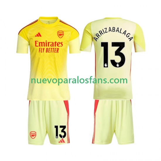 Camiseta de Fútbol Arsenal Kepa Arrizabalaga 13 Portero Niño Casa 2025-2026 Manga Corta