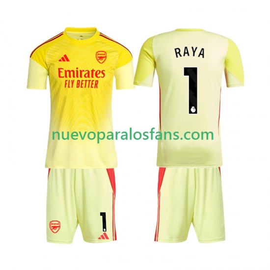 Camiseta de Fútbol Arsenal Raya 1 Portero Niño Casa 2025-2026 Manga Corta