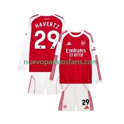 Camiseta de Fútbol Arsenal Kai Havertz 29 Niño Casa 2025-2026 Manga Larga