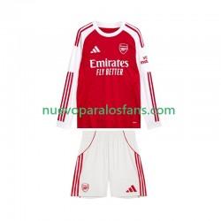 Camiseta de Fútbol Arsenal Niño Casa 2025-2026 Manga Larga