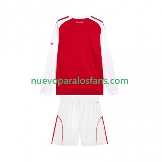 Camiseta de Fútbol Arsenal Niño Casa 2025-2026 Manga Larga