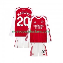 Camiseta de Fútbol Arsenal Noni Madueke 20 Niño Casa 2025-2026 Manga Larga
