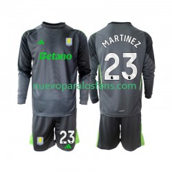 Camiseta de Fútbol Aston Villa Emiliano Martinez 23 Portero Niño Casa 2025-2026 Manga Larga