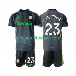Camiseta de Fútbol Aston Villa Emiliano Martinez 23 Portero Niño Casa 2025-2026 Manga Corta