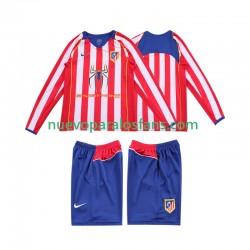 Camiseta de Fútbol Atlético Madrid 2005 Retro Niño Casa 2004 Manga Larga