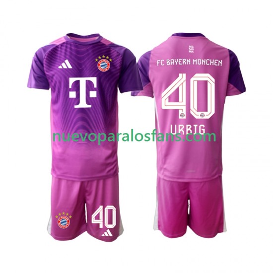 Camiseta de Fútbol Bayern de Múnich Jonas Urbig 40 Portero Niño Cuarto 2025-2026 Manga Corta