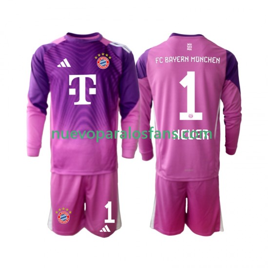 Camiseta de Fútbol Bayern de Múnich Manuel Neuer 1 Portero Niño Cuarto 2025-2026 Manga Larga