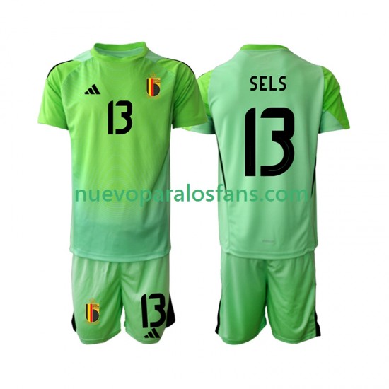 Camiseta de Fútbol Bélgica Matz Sels 13 Portero Niño Casa 2025 Manga Corta