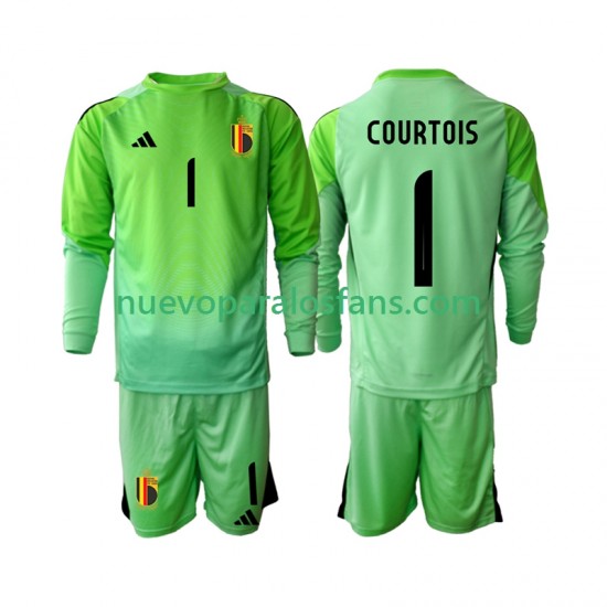 Camiseta de Fútbol Bélgica Thibaut Courtoi 1 Portero Niño Casa 2025 Manga Larga