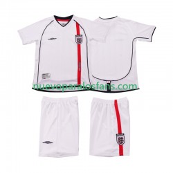 Camiseta de Fútbol Inglaterra Retro Niño Casa 2002 Manga Corta