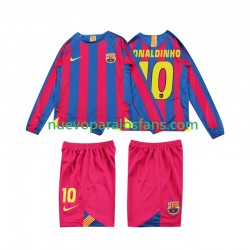 Camiseta de Fútbol FC Barcelona RONALDINHO 10 2005 Retro Niño Casa 2006 Manga Larga