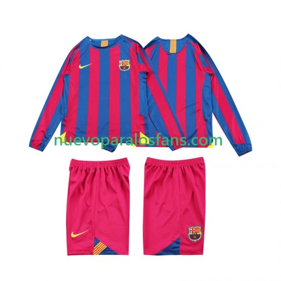 Camiseta de Fútbol FC Barcelona 2005 Retro Niño Casa 2006 Manga Larga