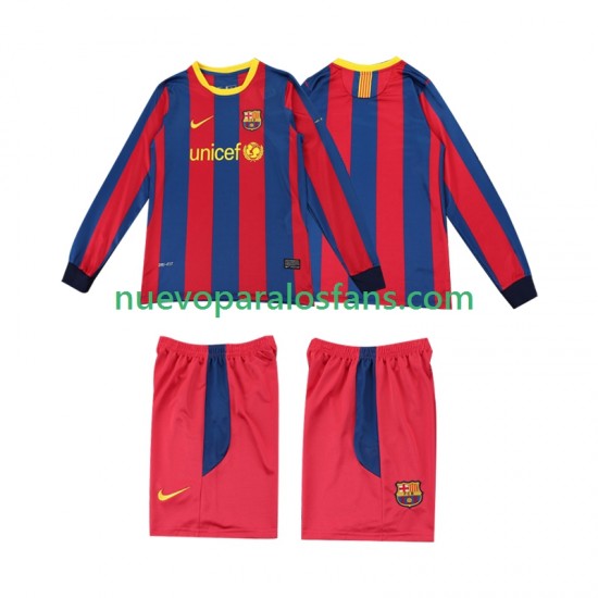 Camiseta de Fútbol FC Barcelona Retro Niño Casa 2011 2010 Manga Larga