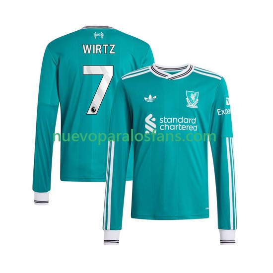 Camiseta de Fútbol Liverpool Florian Wirtz 7 Hombre Tercera 2025-2026 Manga Larga